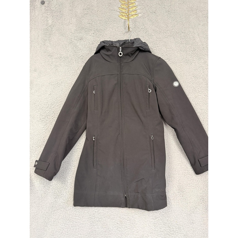 Calvin Klein Coat Womens Medium Black Hooded Belted Softshell Quilted CK341027